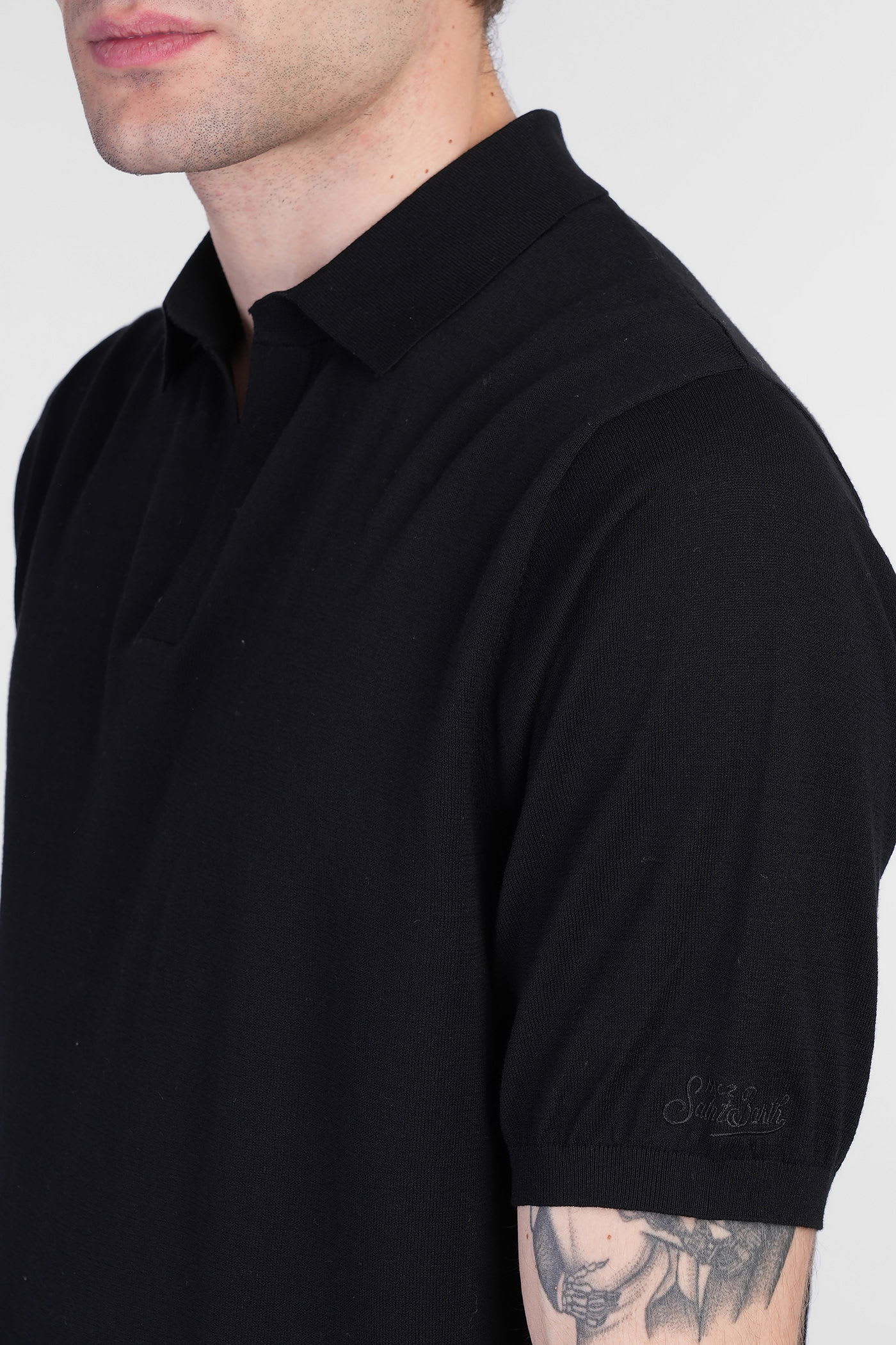 Mc2 Saint Barth Solan Polo In Black Cotton In Black