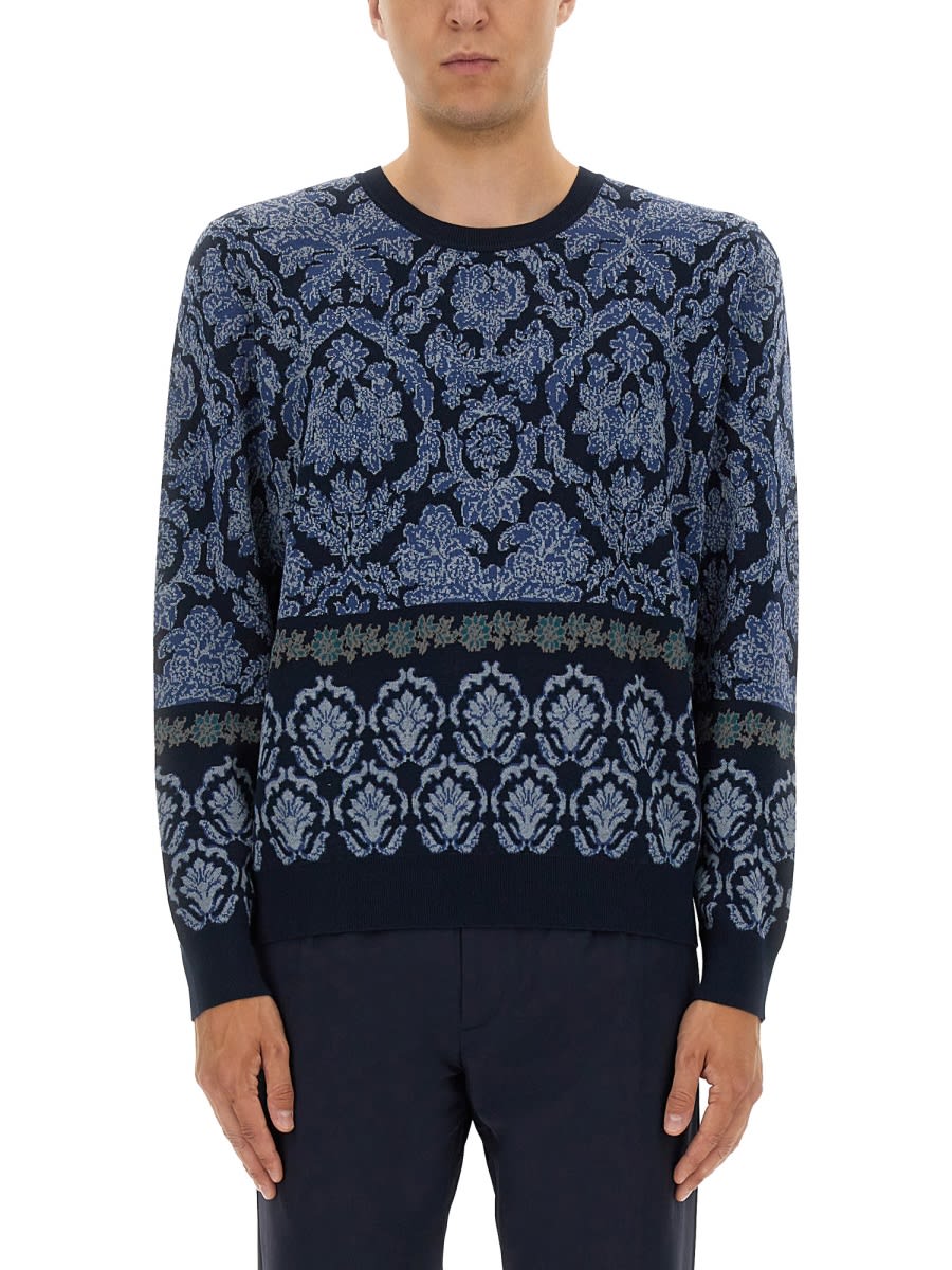 Etro Blue Cotton Sweaters In Blue