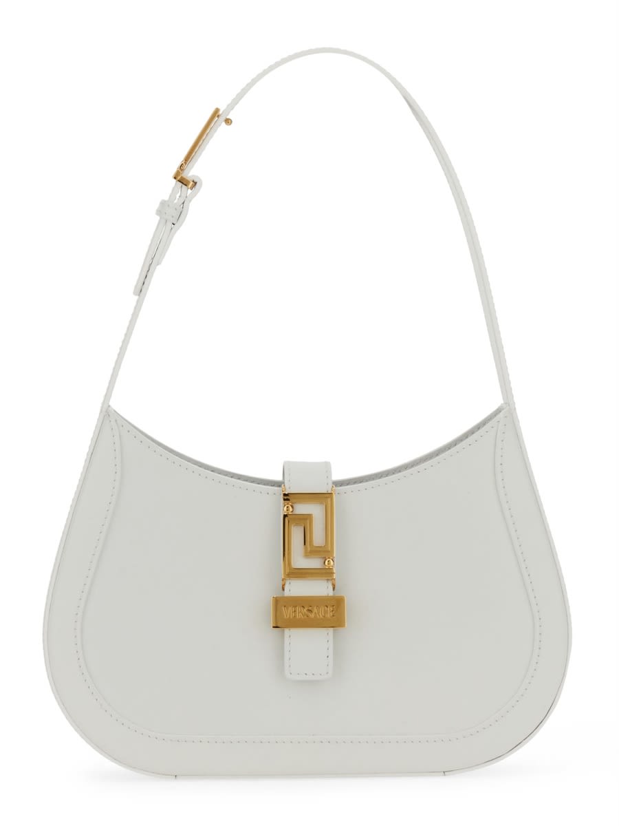 Shop Versace Small Hobo Bag Greca Goddess In White