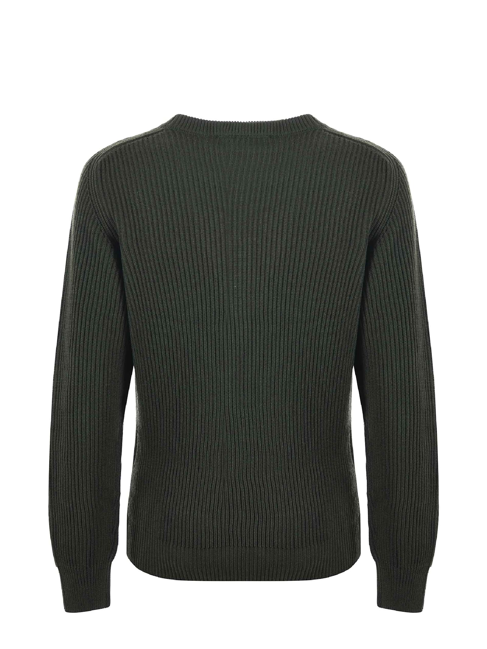 Shop K-way Sweater In Wool Blend Ribbed In Verde Scuro