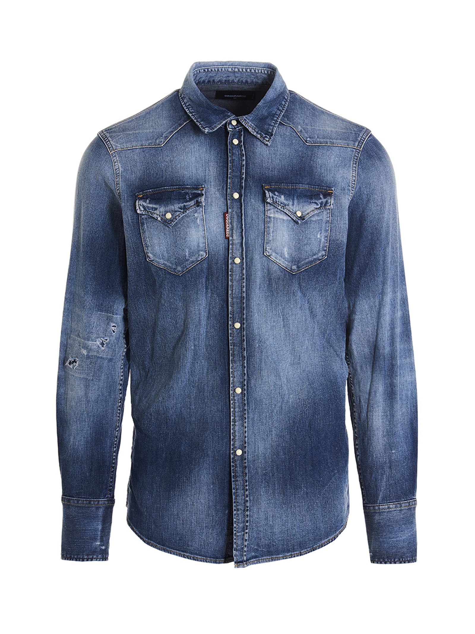 Dsquared2 Pocket Patch Denim Shirt In Blue