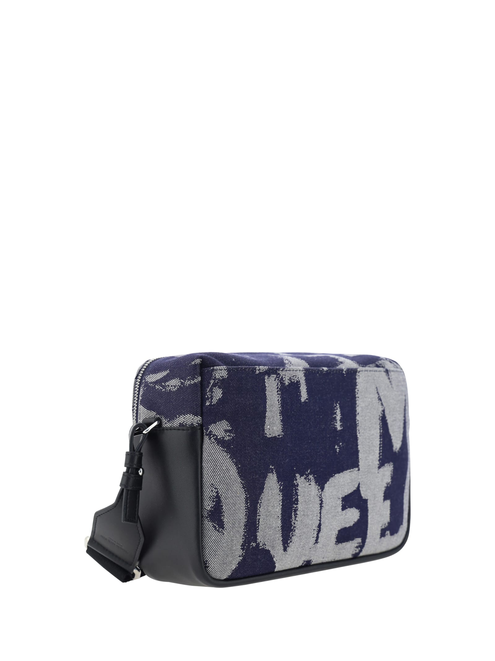Shop Alexander Mcqueen Shoulder Bag In Dk Blue/ivory/black