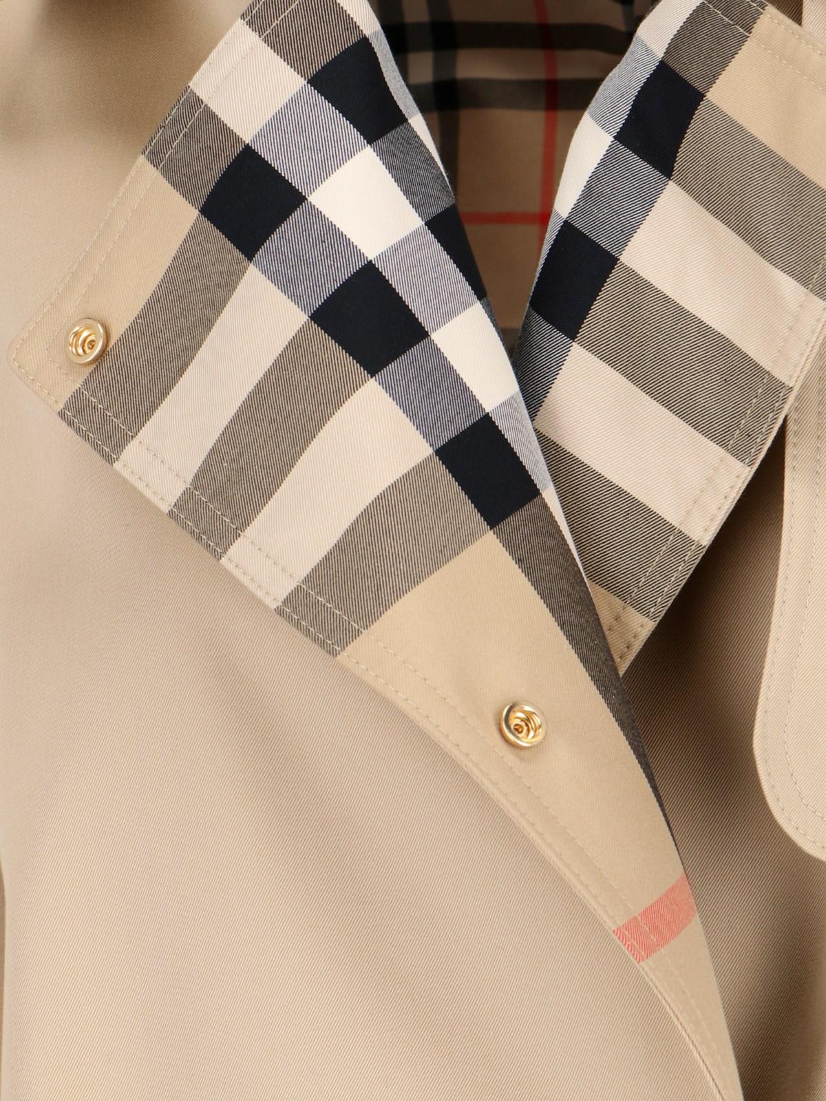 Shop Burberry Check Details Trench Coat In Beige