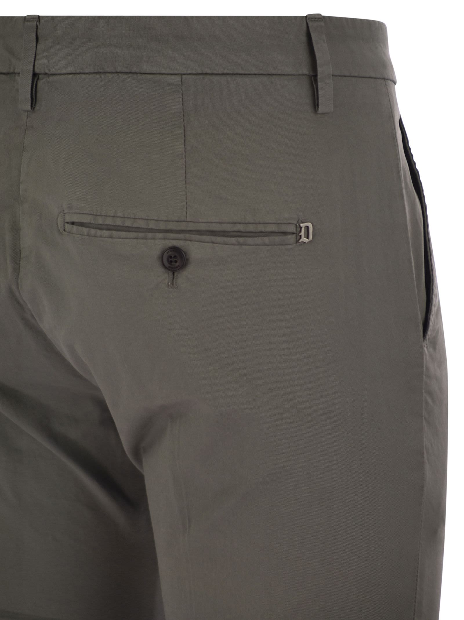 Dondup Gaubert Slim Fit Gabardine Trousers In Grey