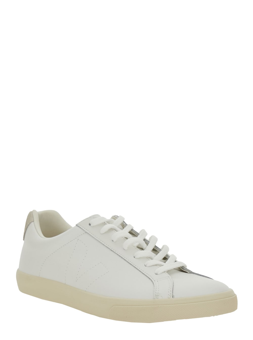 Veja White Leather Sneakers With Embroidered Logo In White