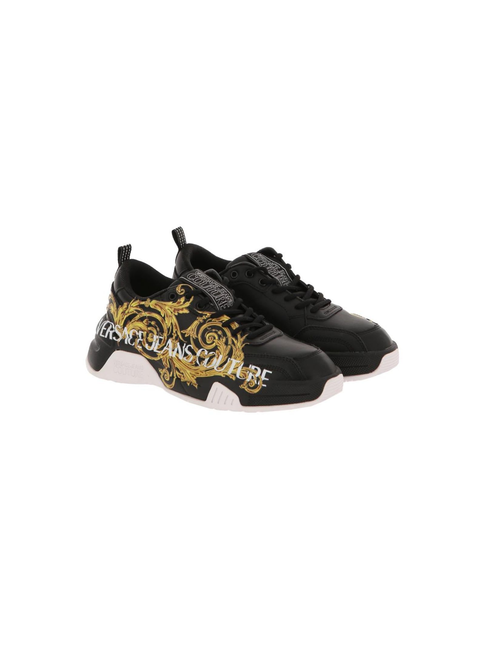 Versace Jeans Couture Sneakers In Black/gold