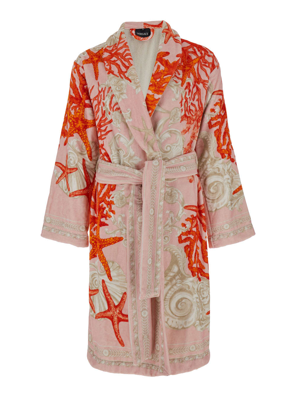 Shop Versace Multicolor Bathrobe With Sea Baroque Pattern In Terry Cotton