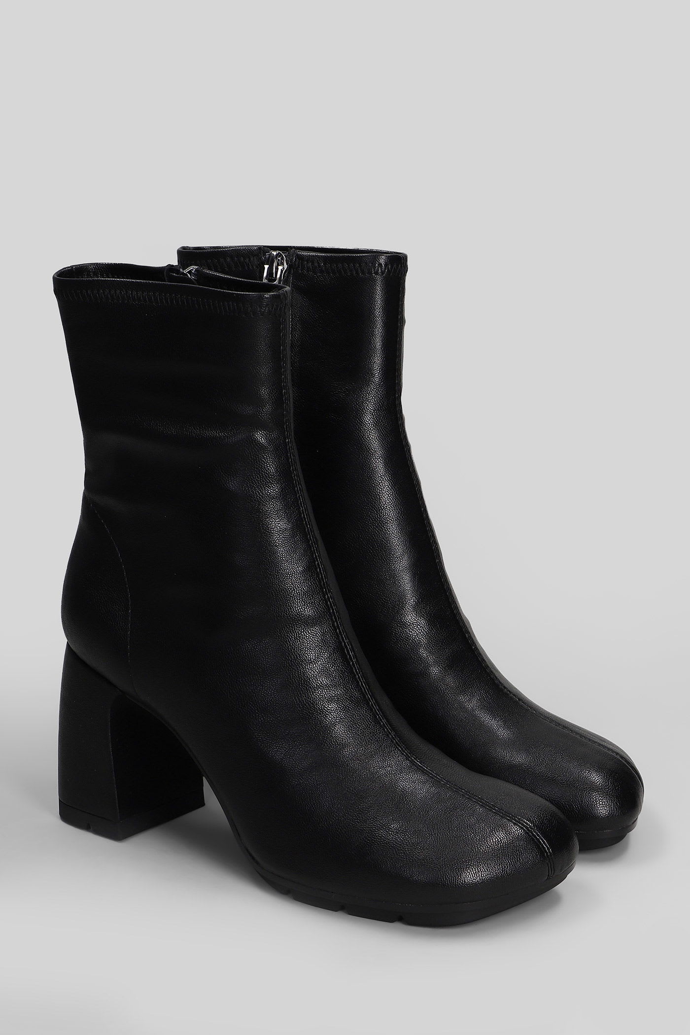 Ash Eclat Bis High Heels Ankle Boots In Black Leather In Black