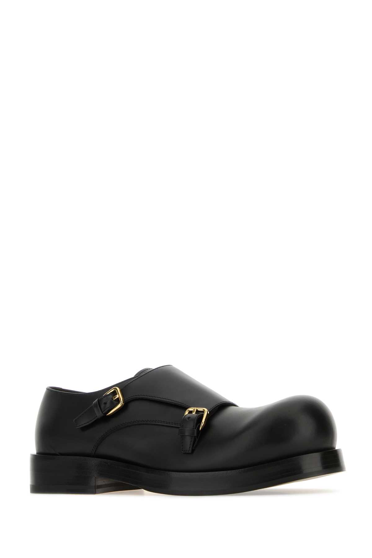 BOTTEGA VENETA BLACK LEATHER HELIUM MONK STRAP SHOES