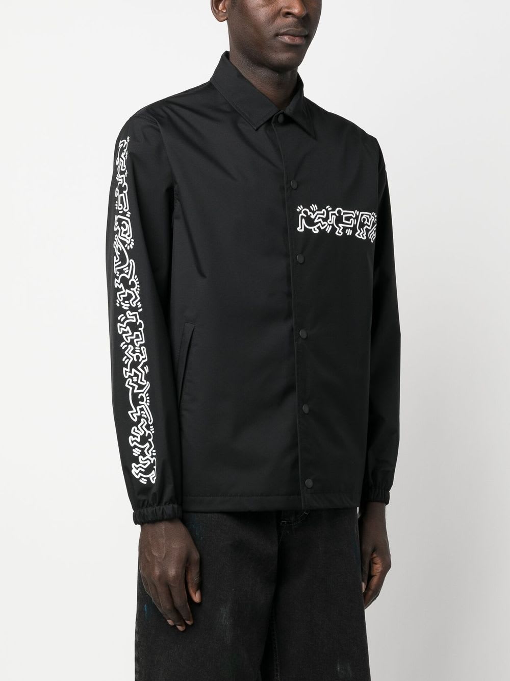 Junya Watanabe Keith Haring Print Nylon Jacket In Black