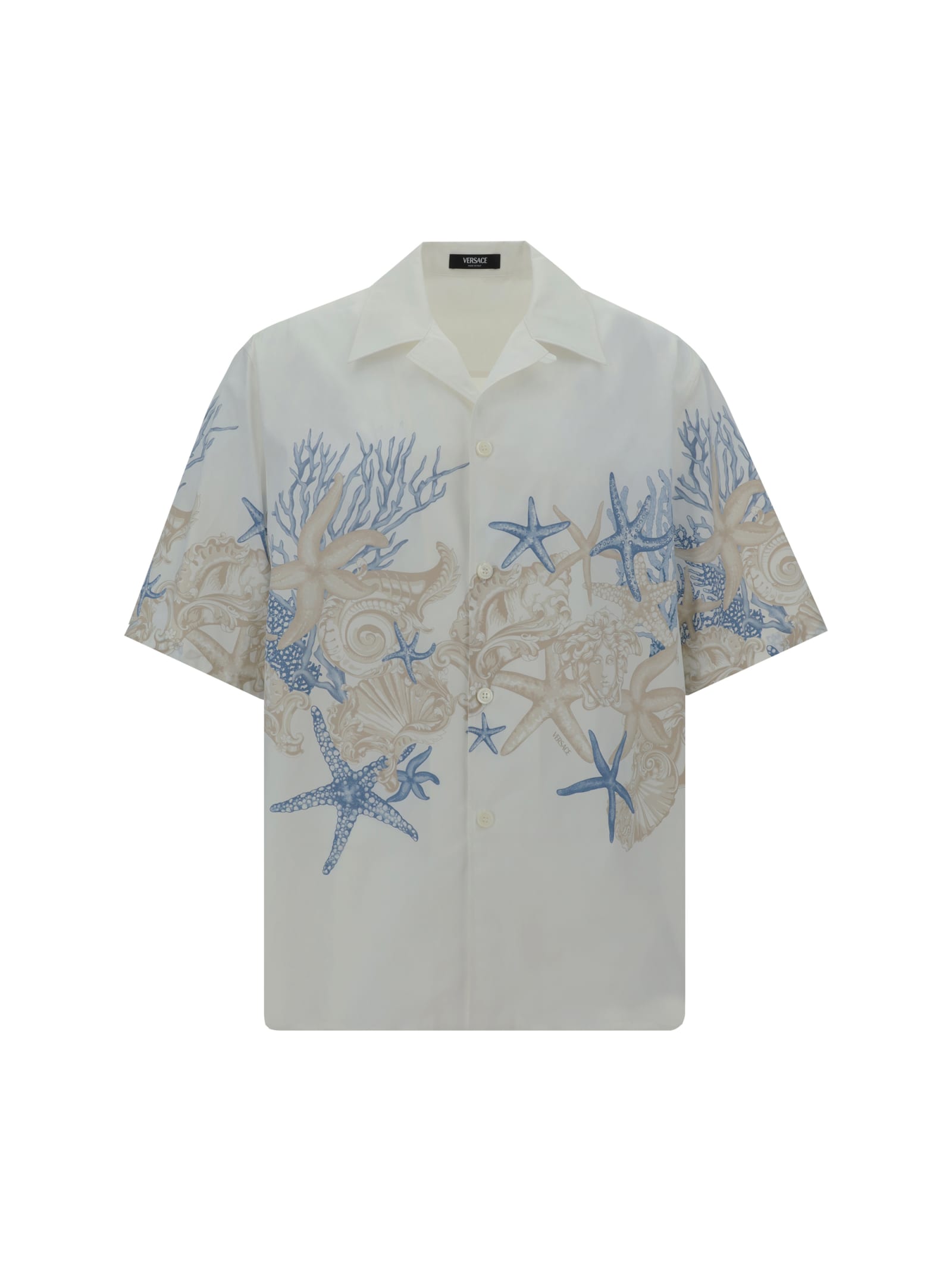 Shop Versace Informal Shirt In White+dusty Blue+bone