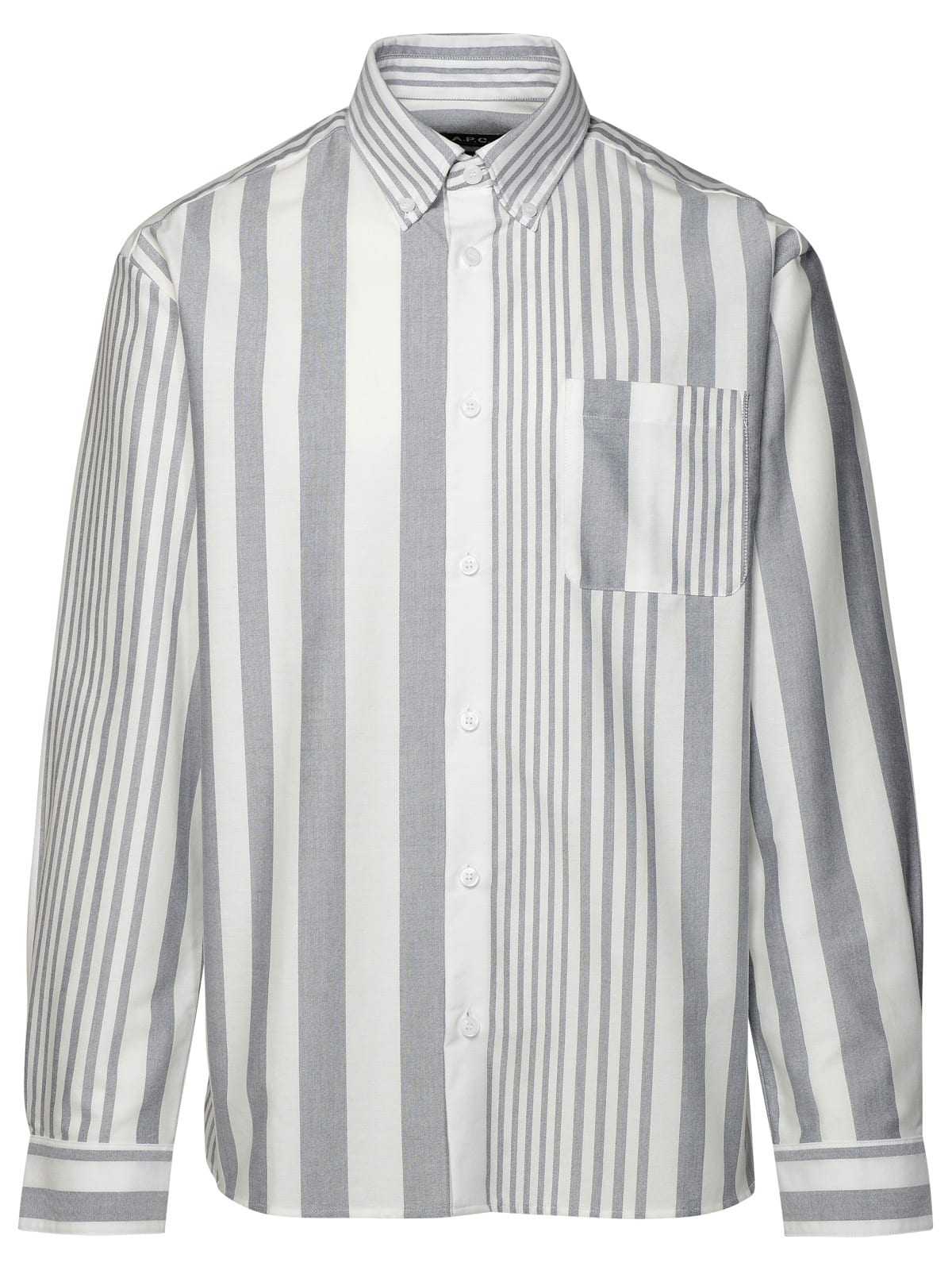 Shop Apc Mateo Grey Cotton Shirt