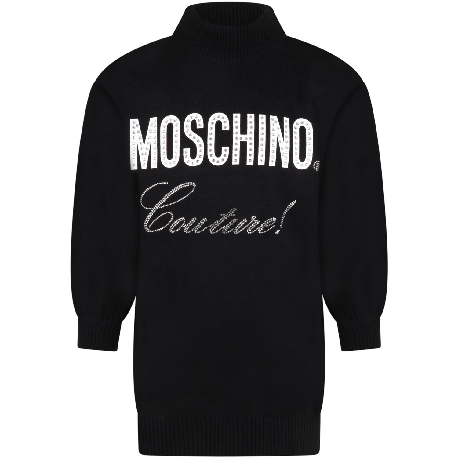Moschino Black Dress For Girl With Logo