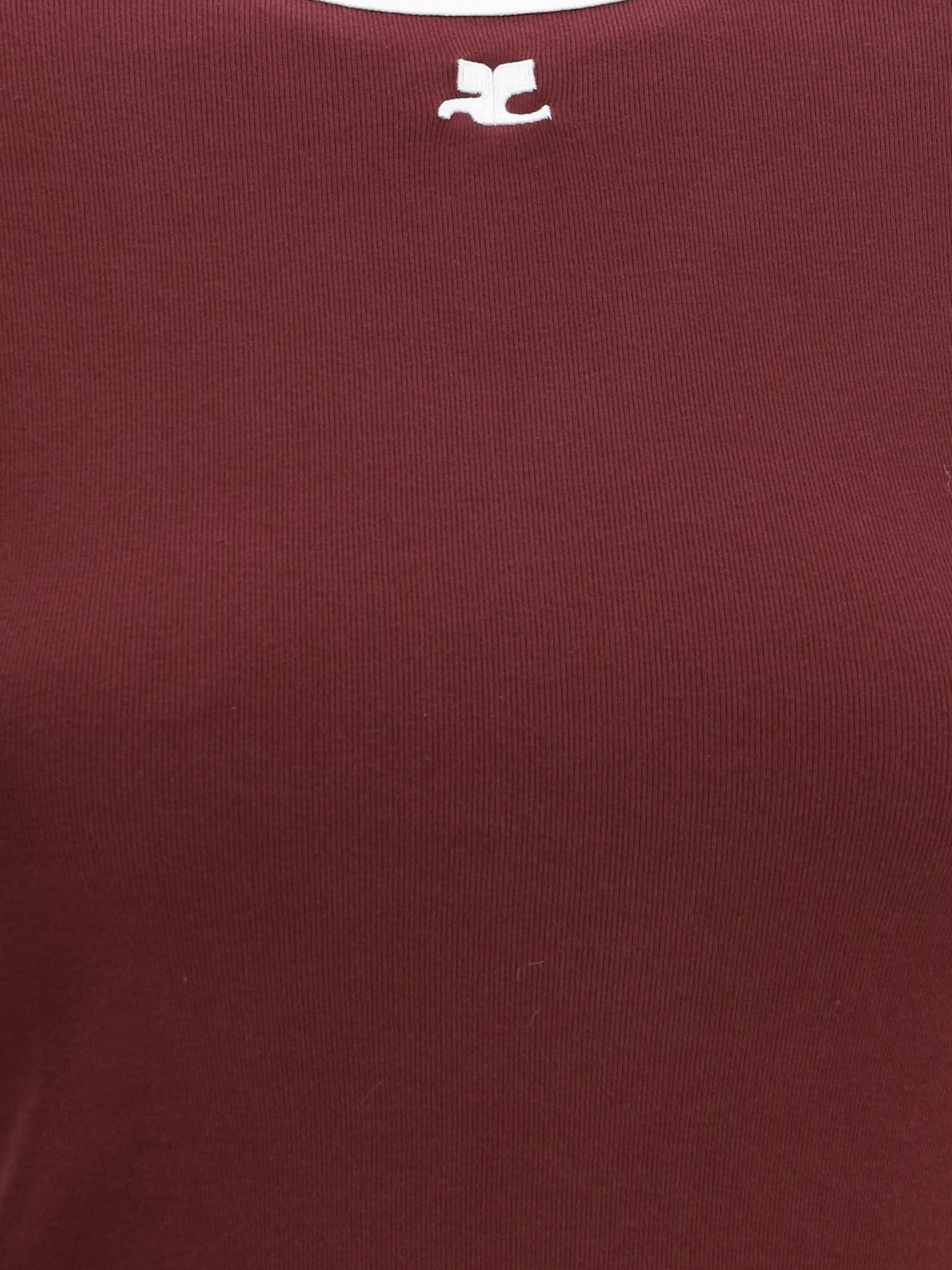 Courrèges Courreges Women Cotton T-shirt With Contrasting Trim In Brown
