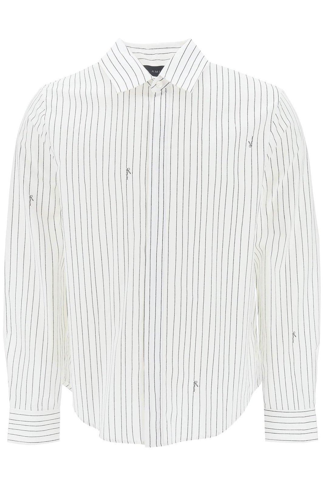 AMIRI STRIPED LONG-SLEEVED CONCEALED BUTTON SHIRT
