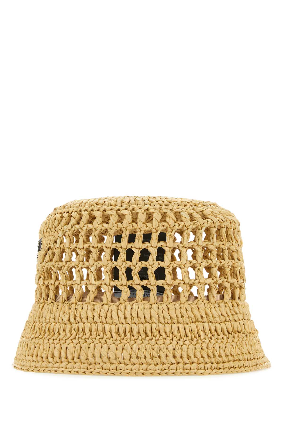 Shop Prada Raffia Bucket Hat In Naturale