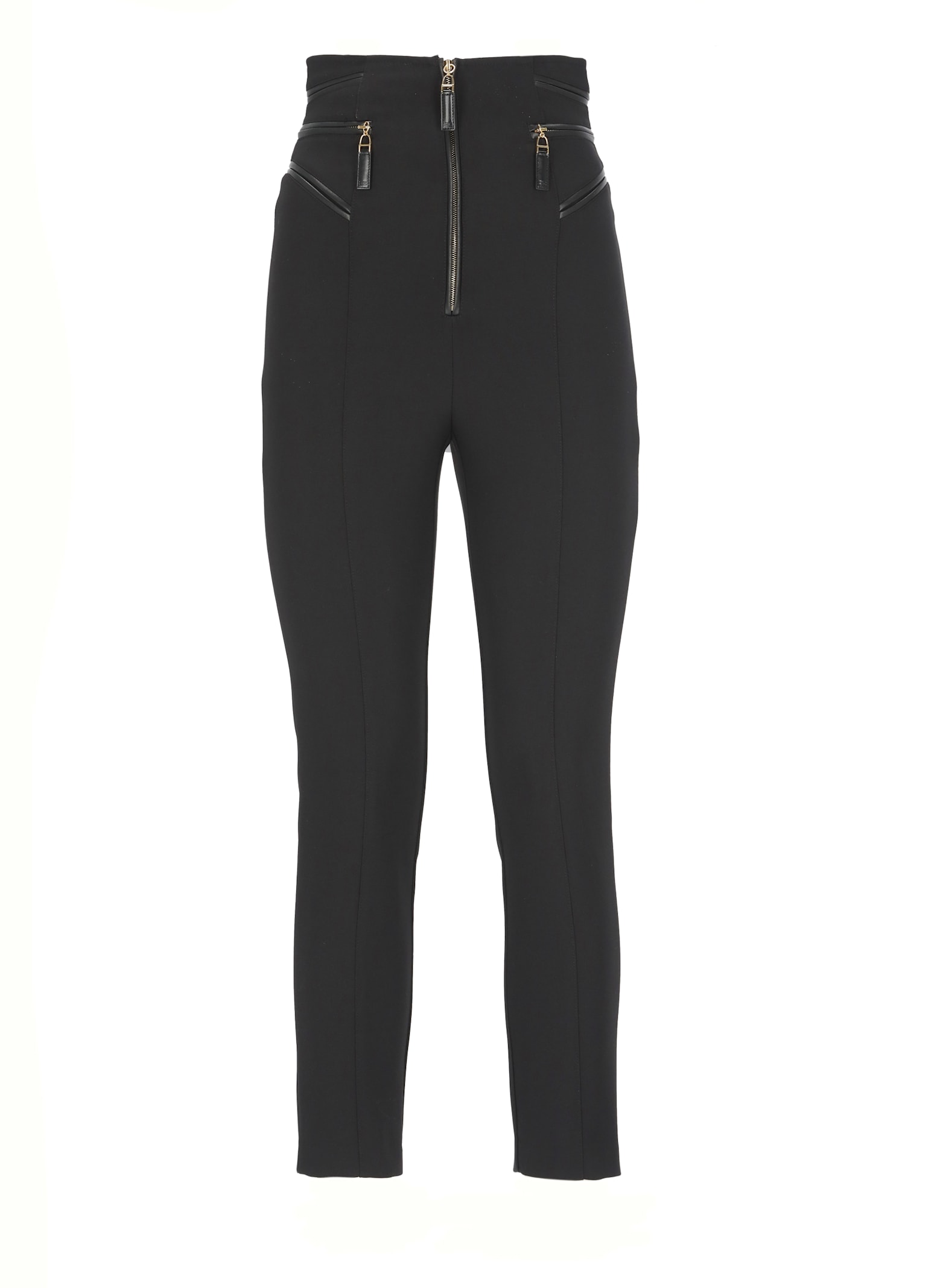 Elisabetta Franchi High Waist Cropped Pants With Zipper Detail In Black