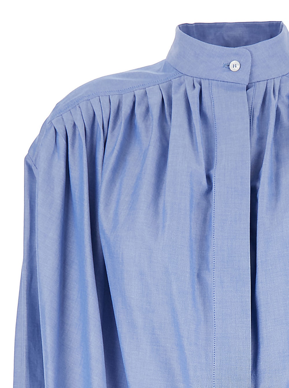Shop Etro Pleated Blouse In Indaco (light Blue)