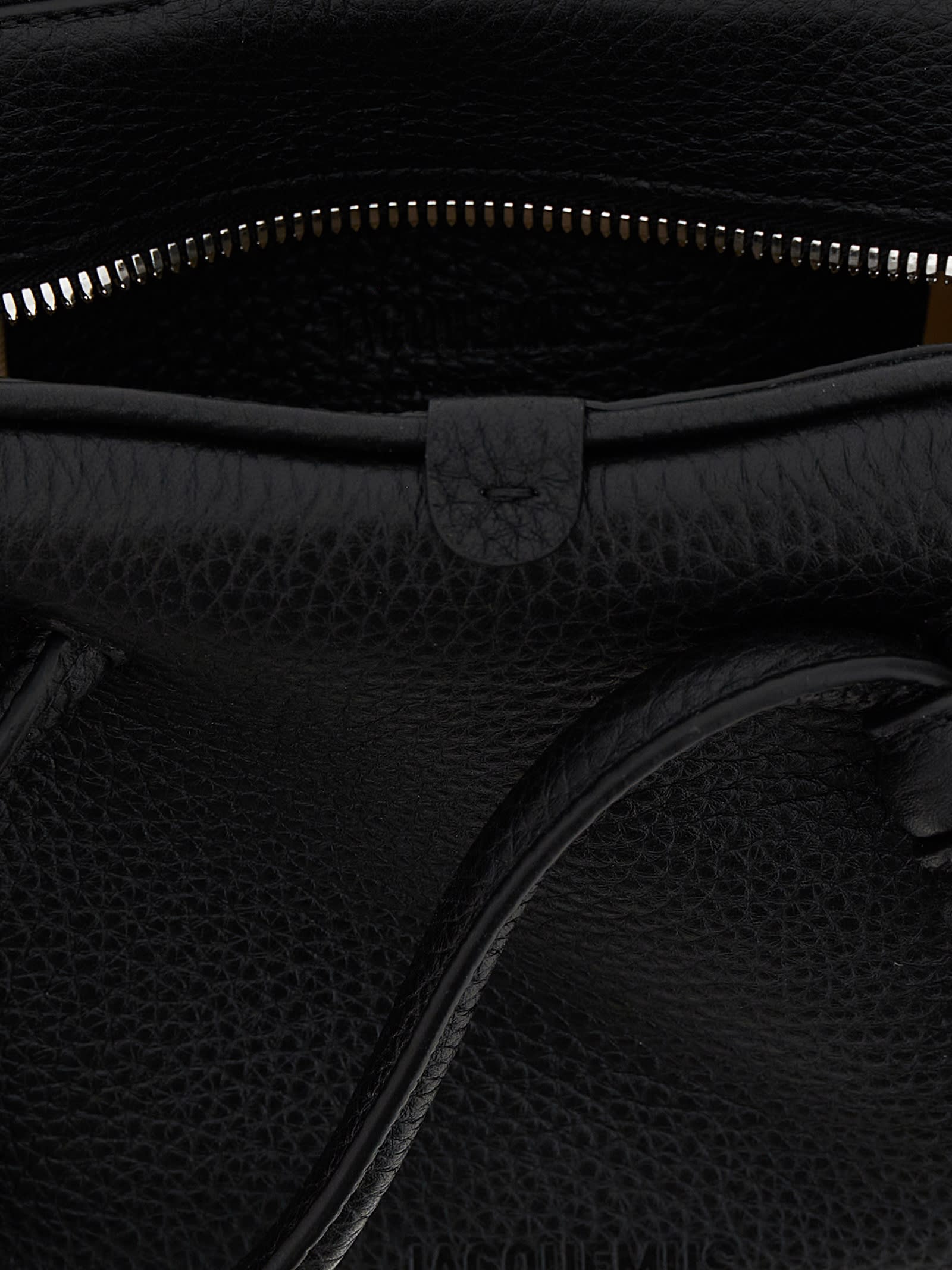 Jacquemus Le Petit Turismo Grain Leather Bag In Black