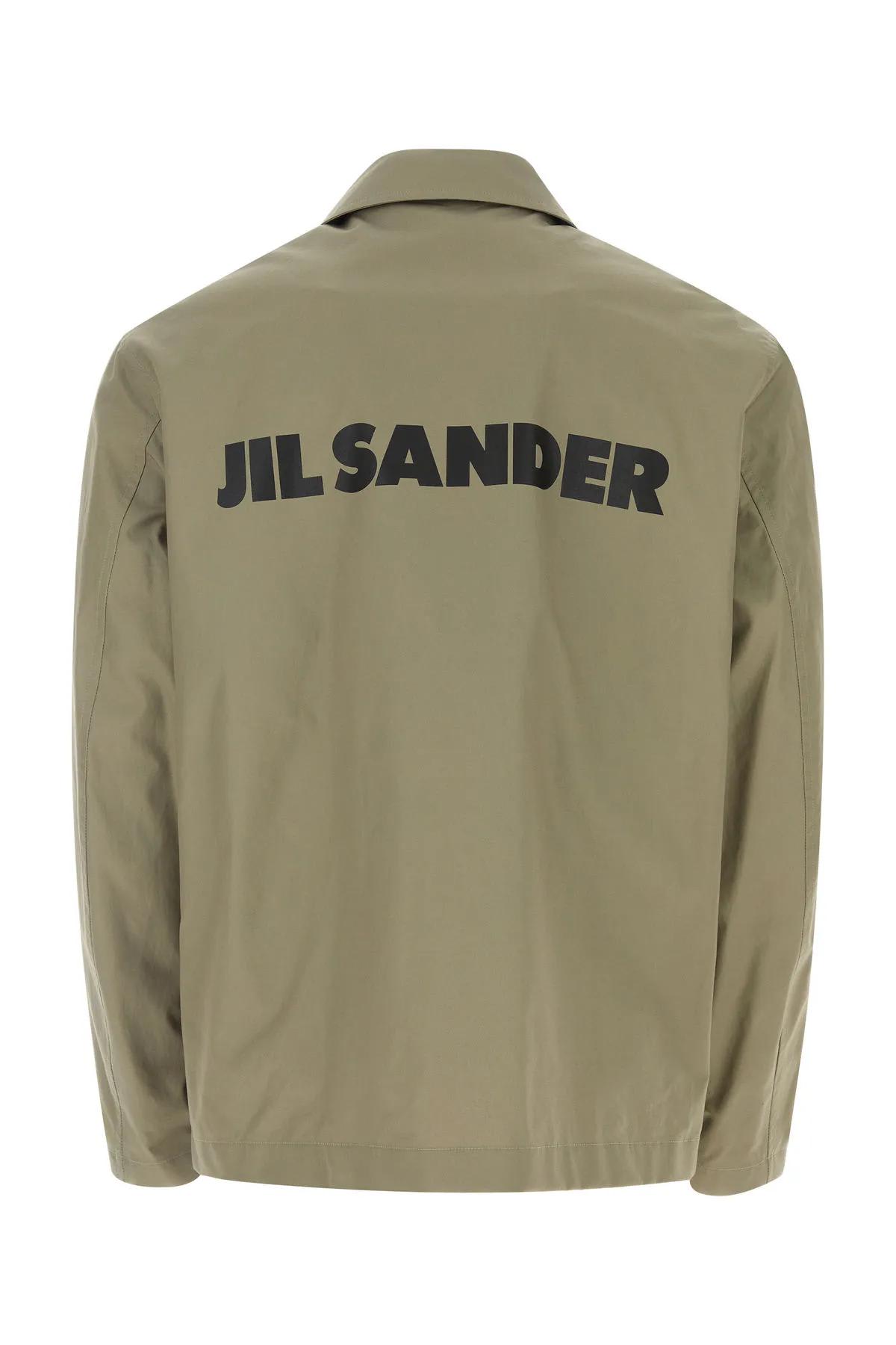 Shop Jil Sander Sage Green Poplin Jacket