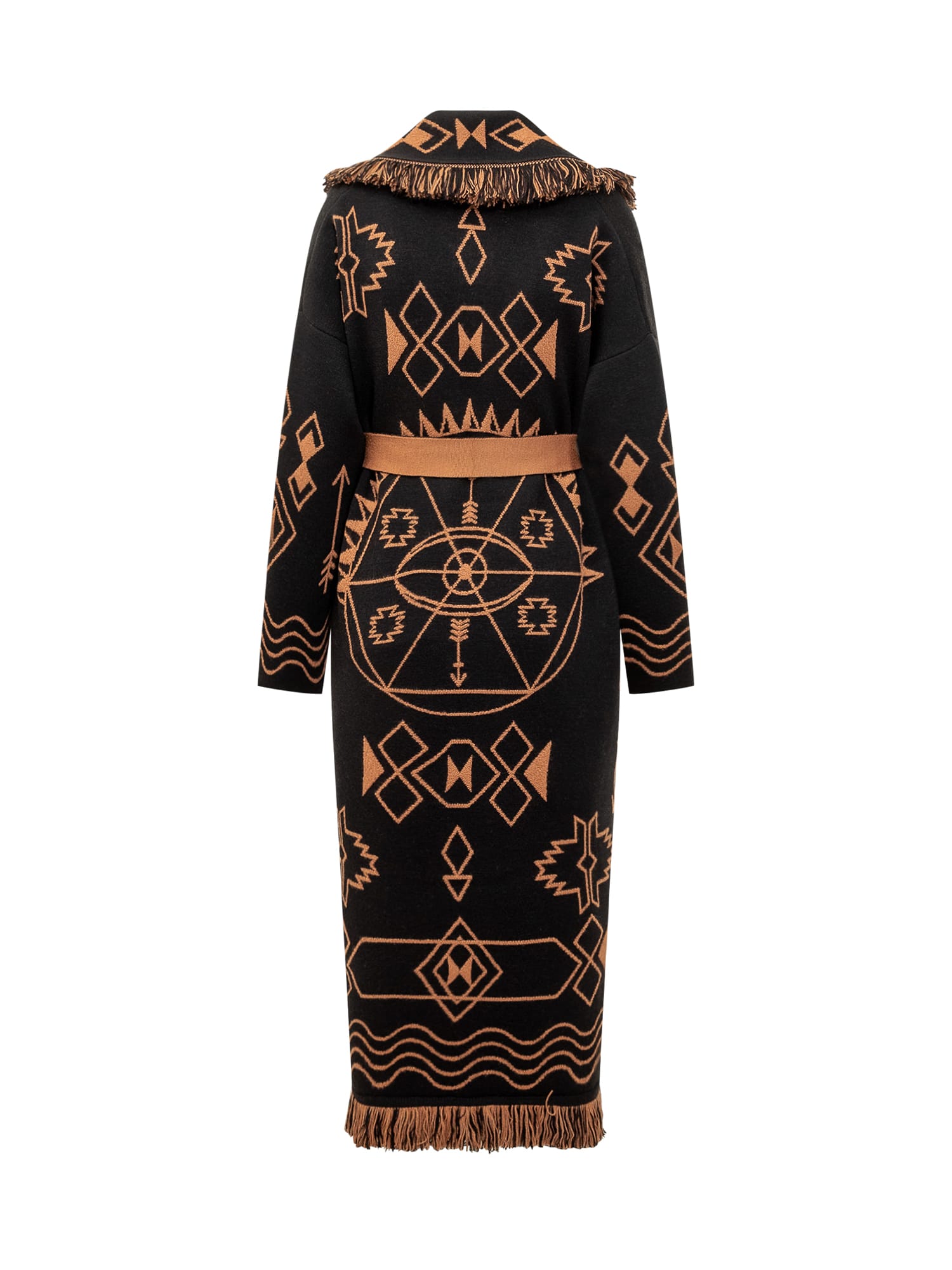 Shop Alanui Mystic Gate Coat In Black/tamarind