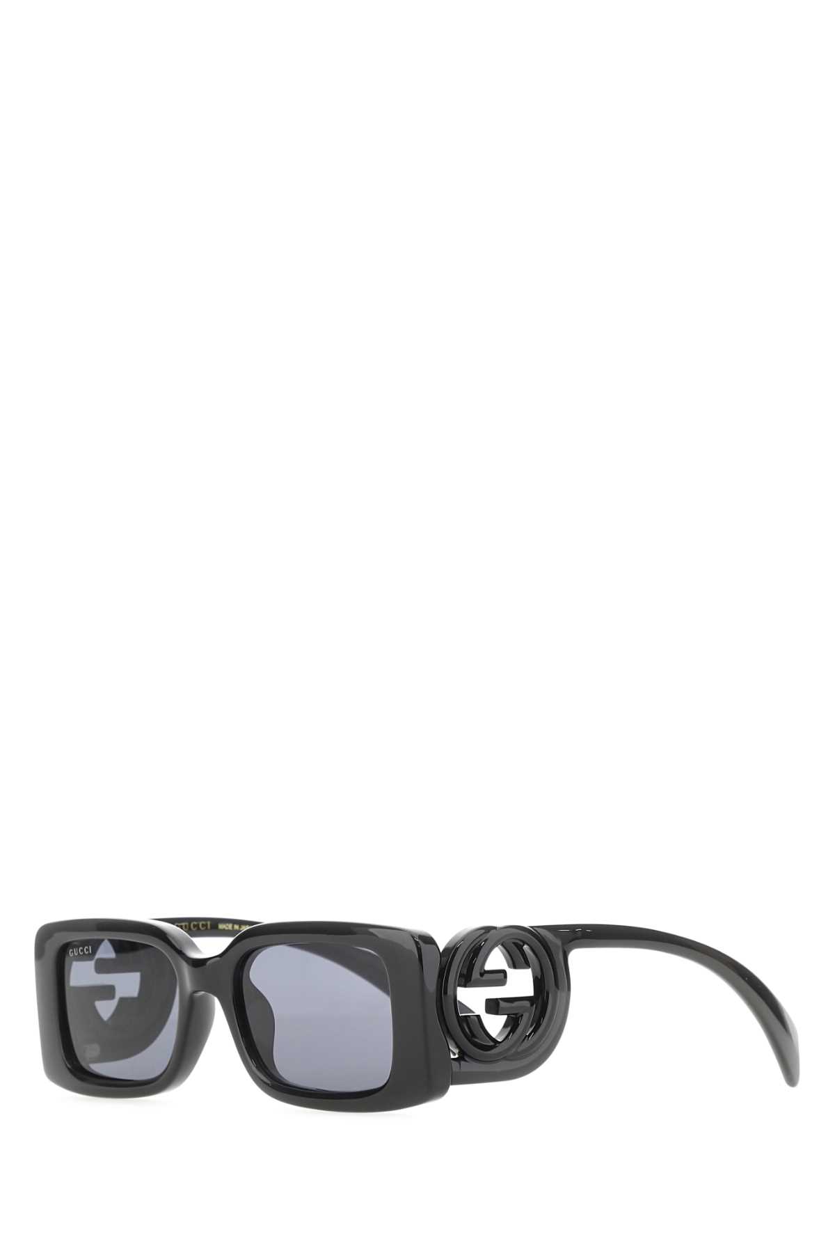 Gucci Rectangular Sunglasses With Cut-out Gg Detailing In Gray
