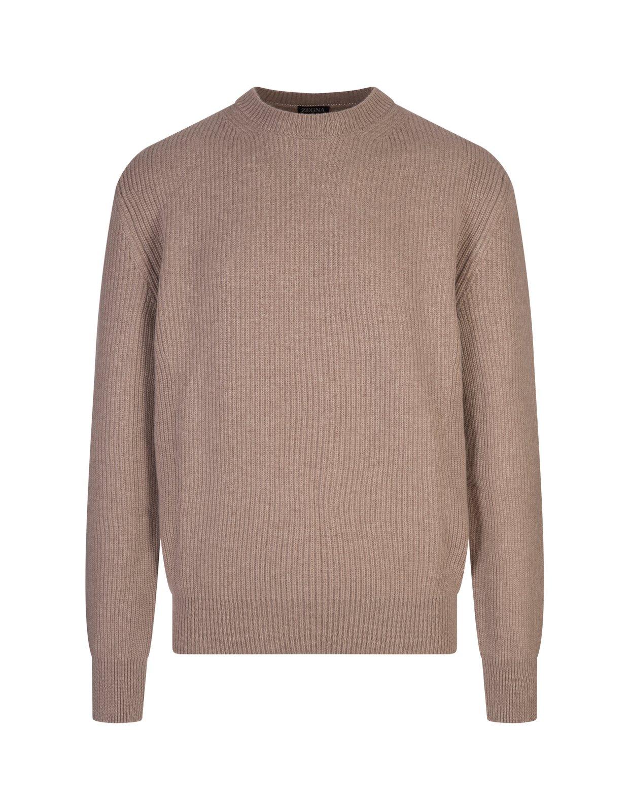 Shop Zegna Long Sleeved Crewneck Knitted Jumper