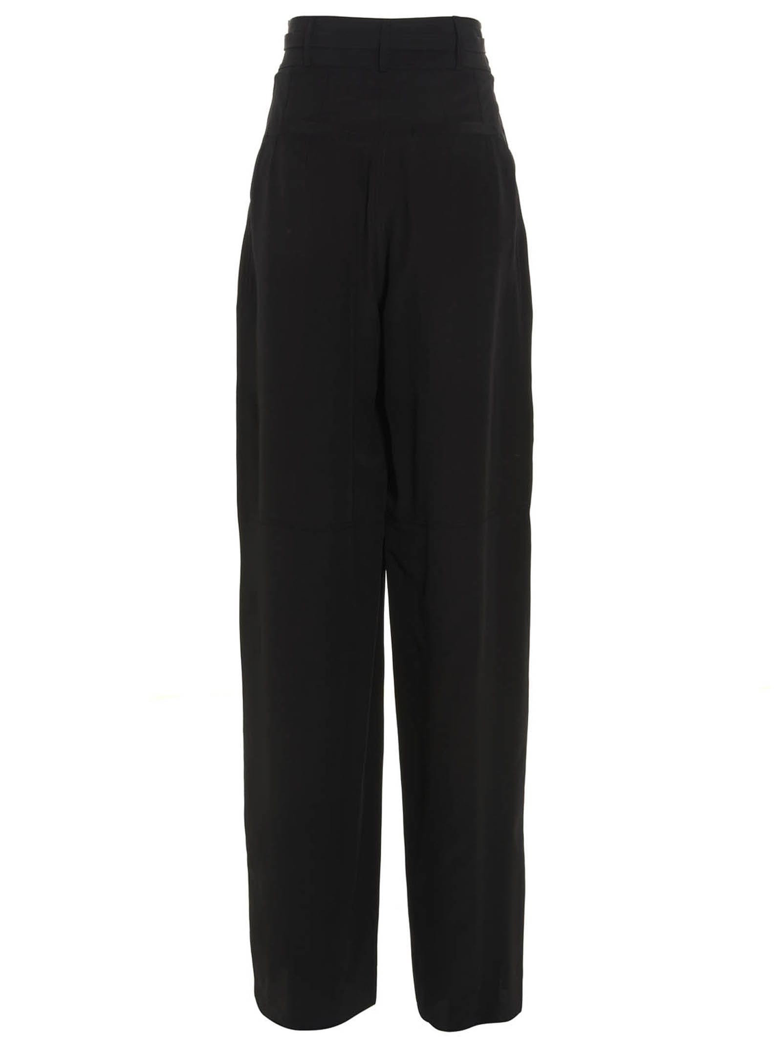 Shop Ferragamo Logo Belt Silk Pants In Black