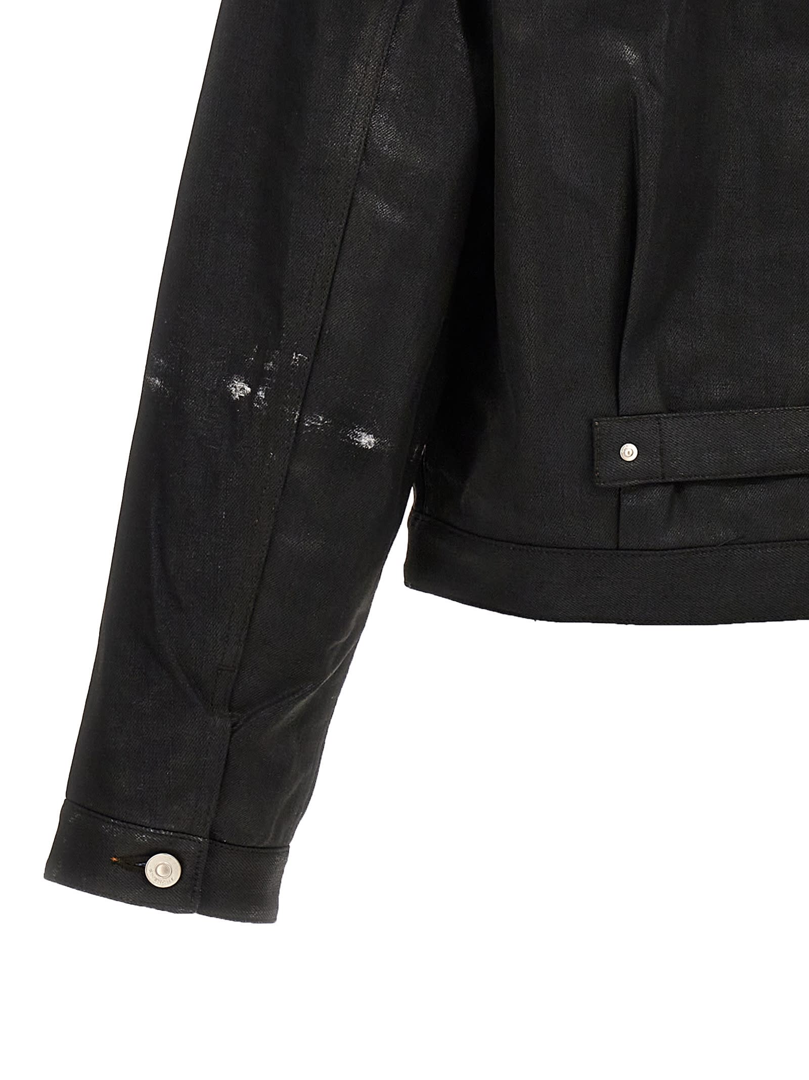 Shop Givenchy Coated Denim Jacket In Black