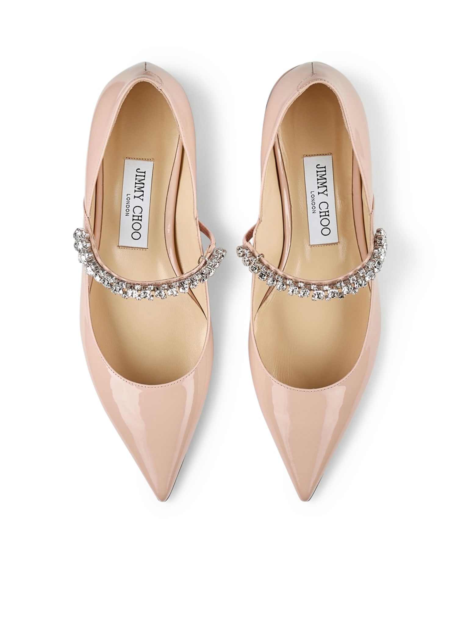 Shop Jimmy Choo Beige Sabot With Rhinestone And Low Heel In Patent Leather Woman In Macaron