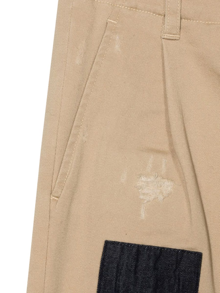 Shop Dsquared2 Pants With Patches In Beige