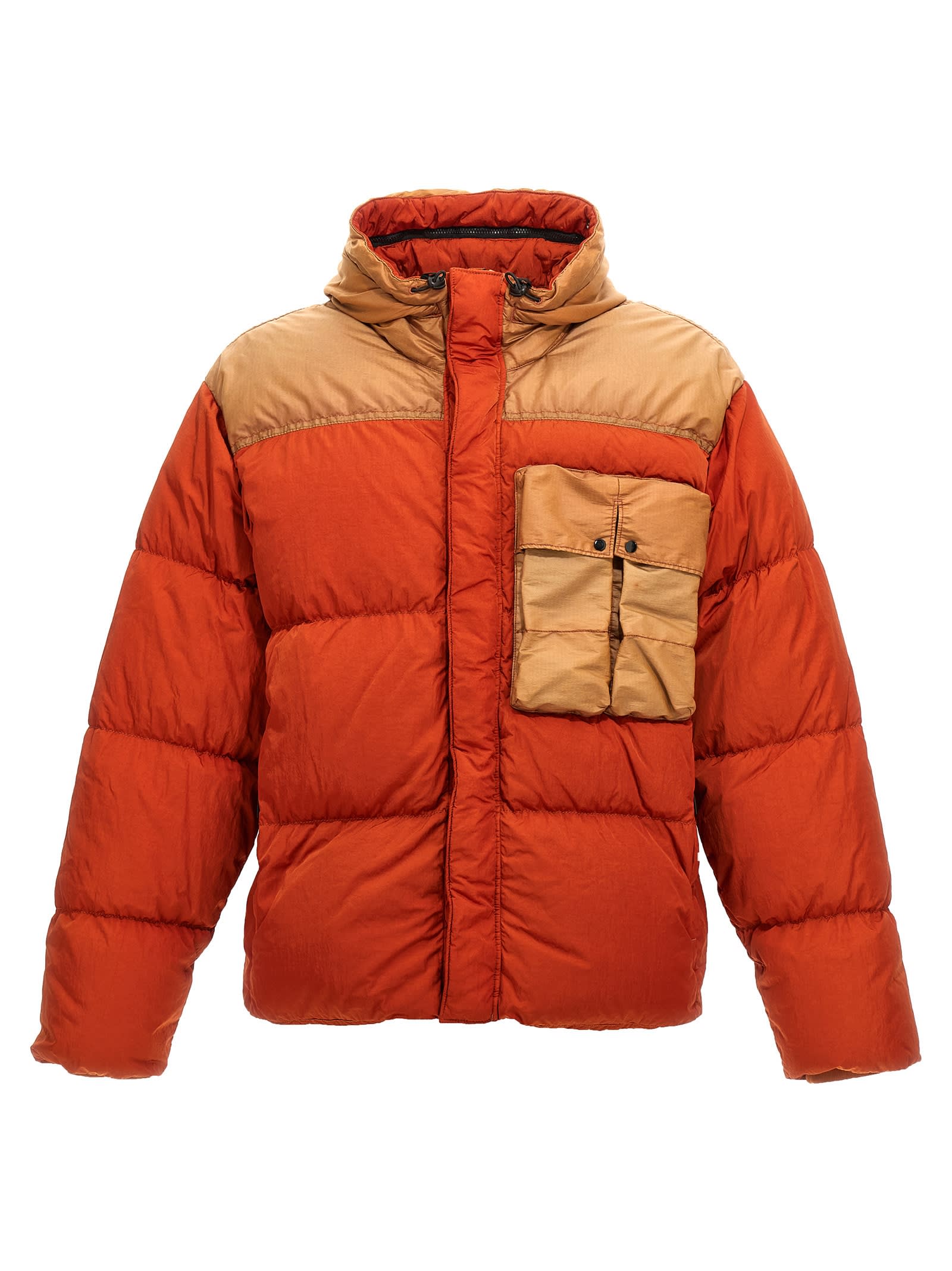 Shop C.p. Company Eco Chrome-r Mixed Goggle Down Jacket In Orange