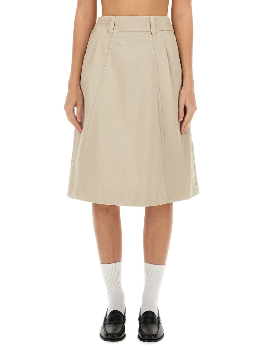 Margaret Howell Cotton Skirt In Neutral