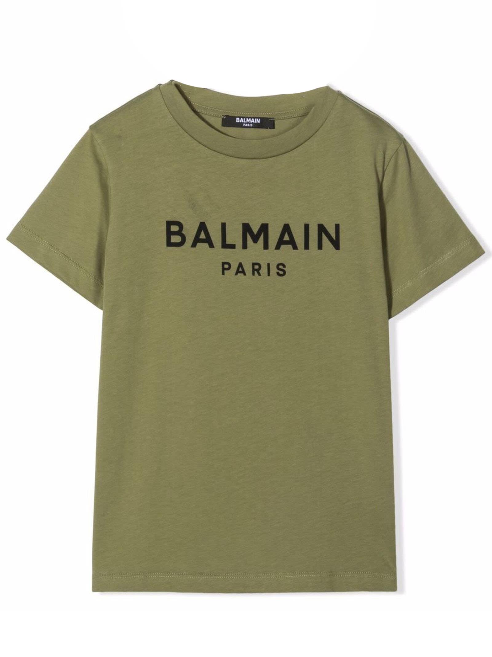 Balmain Khaki Green Cotton T-shirt