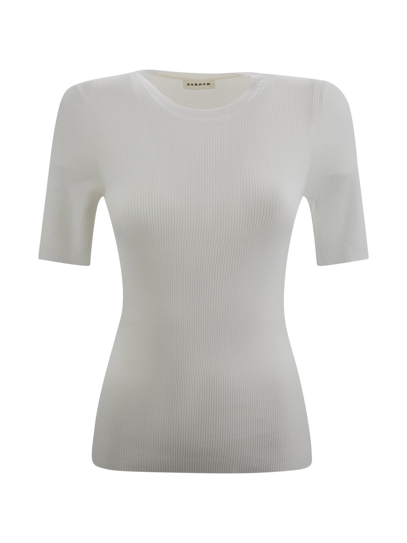 Shop P.a.r.o.s.h Ribbed-knit Top In Cream