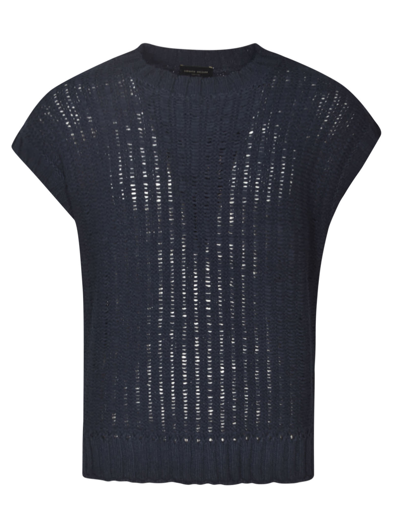 Rib Trim Perforated Knitted Sleeveless Sweatshirt