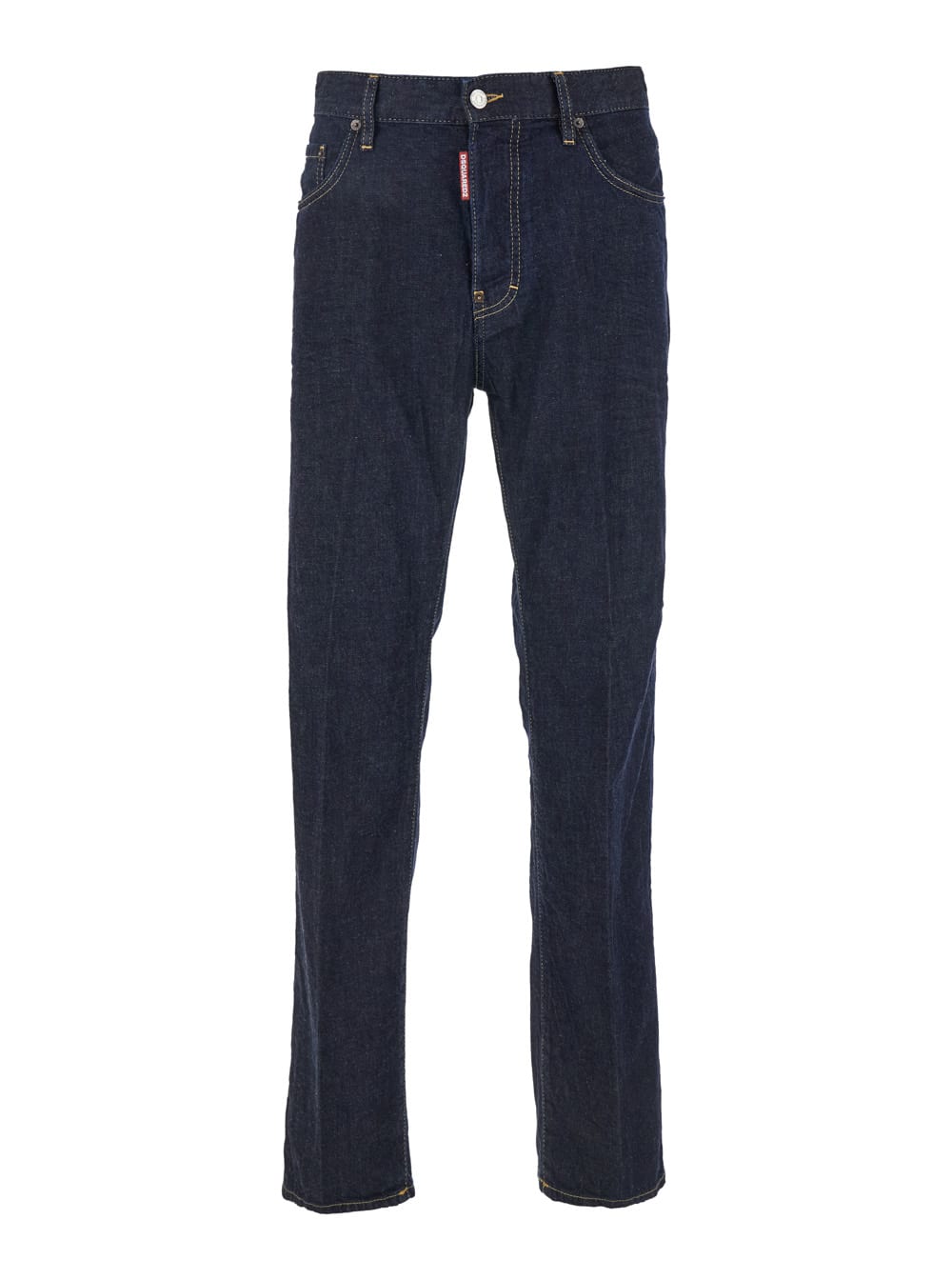 Blue Five Pockets Jeans With Contrast Stitching And Tapered Design In Cotton Man