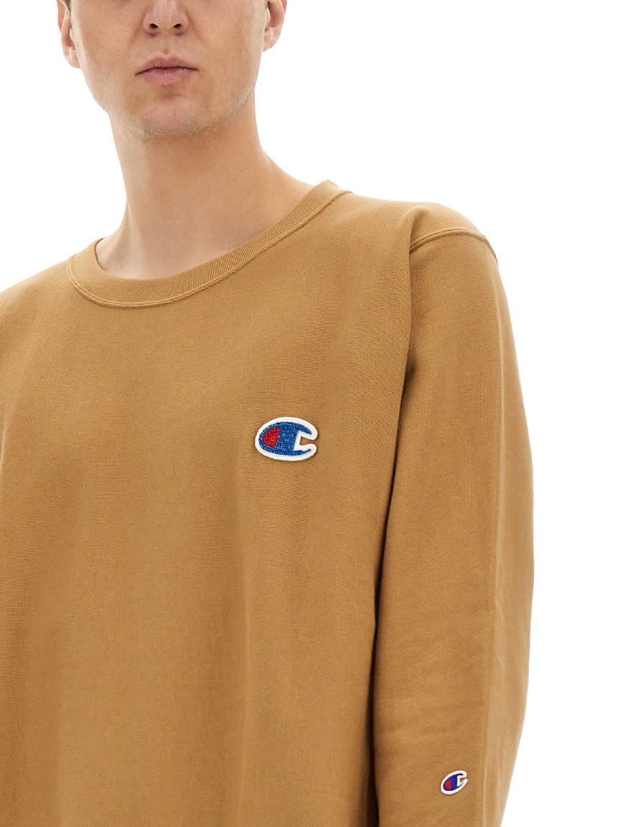 Undercover Tan Champion Edition Beaded Logo Appliqué Sweatshirt In Beige