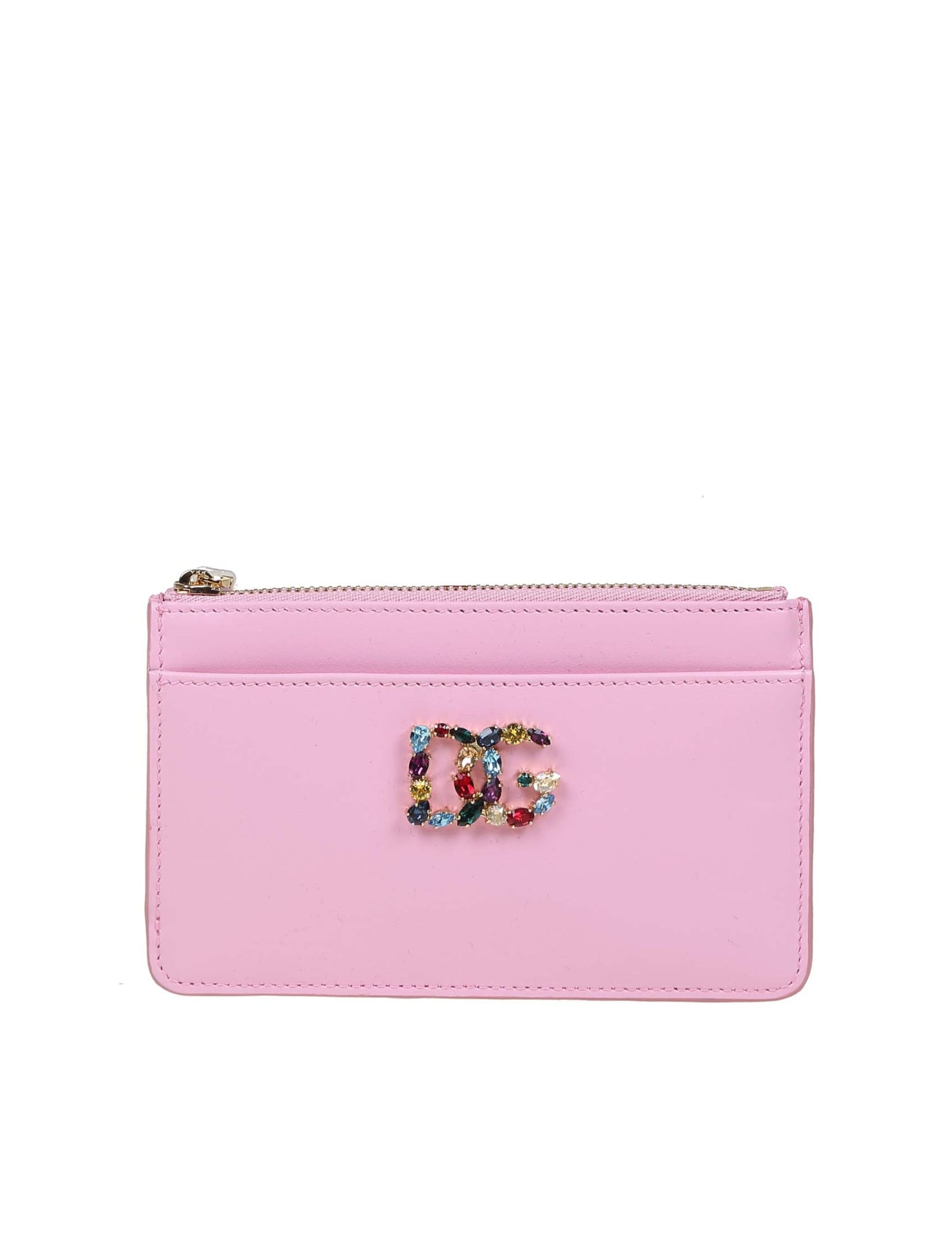 Dolce & Gabbana Card Holder In Pink Color Leather