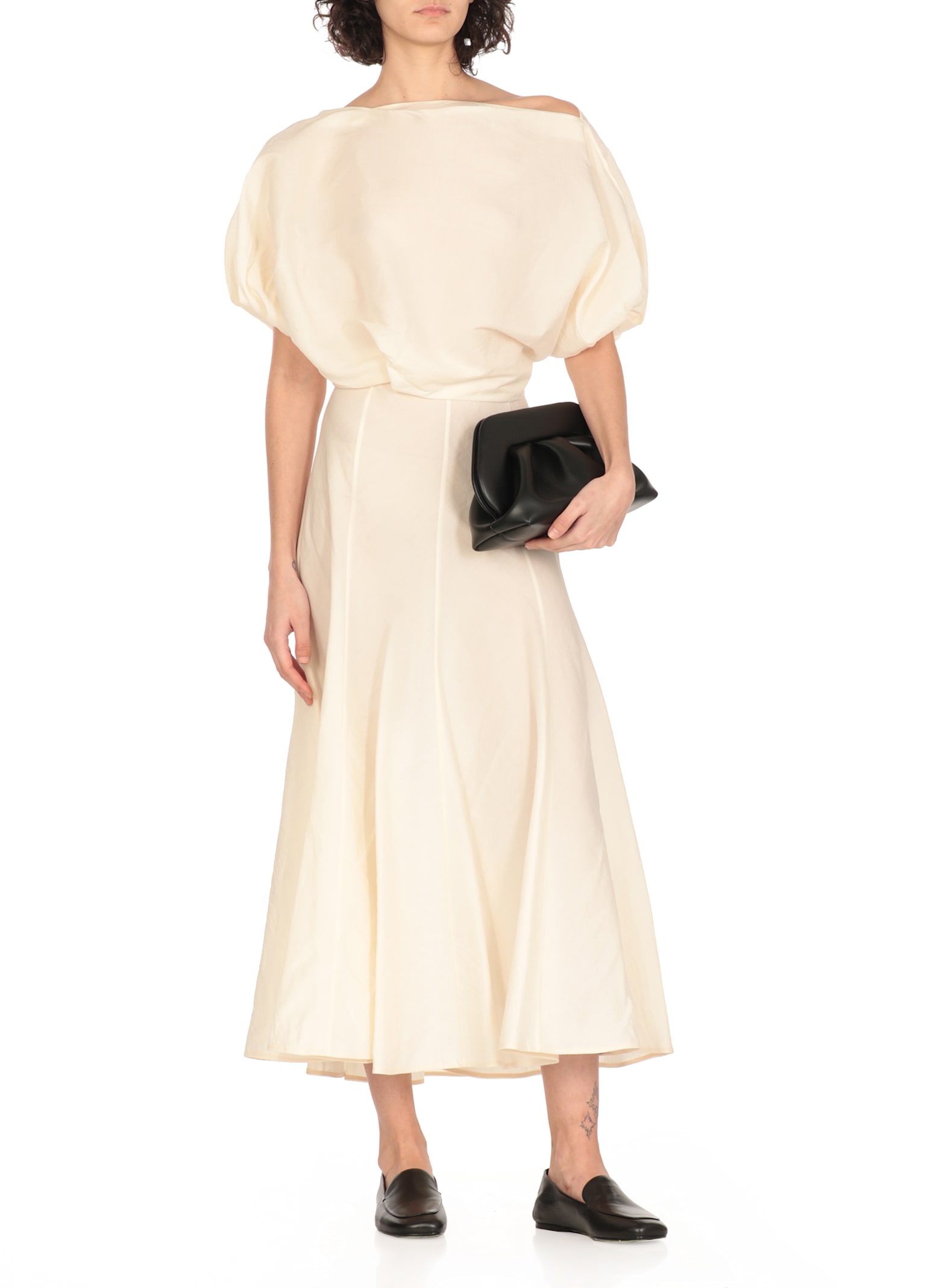 Khaite Lenno Flared Hem Midi Skirt In Neutral