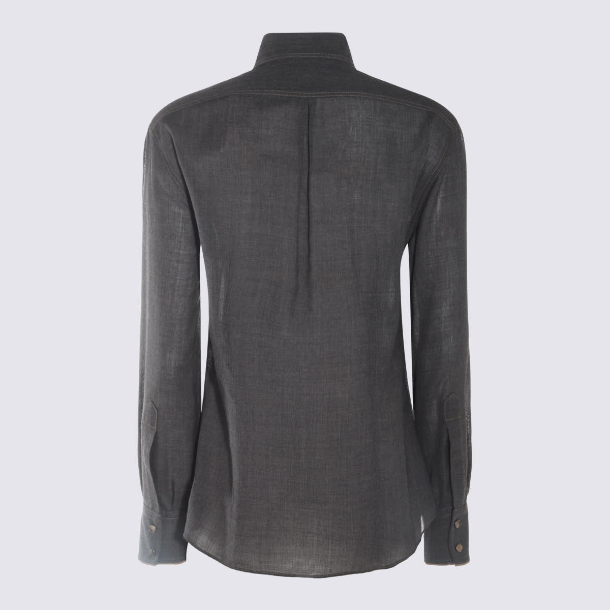 Shop Brunello Cucinelli Grey Wool Shirt