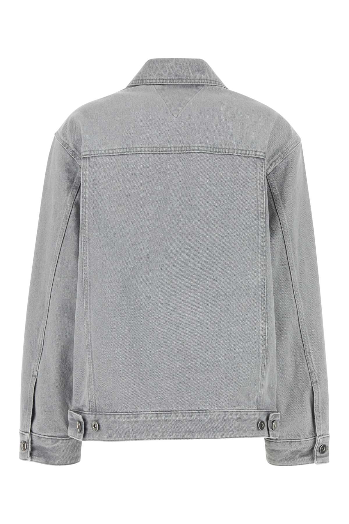 Shop Bottega Veneta Grey Denim Jacket In Lightgrey