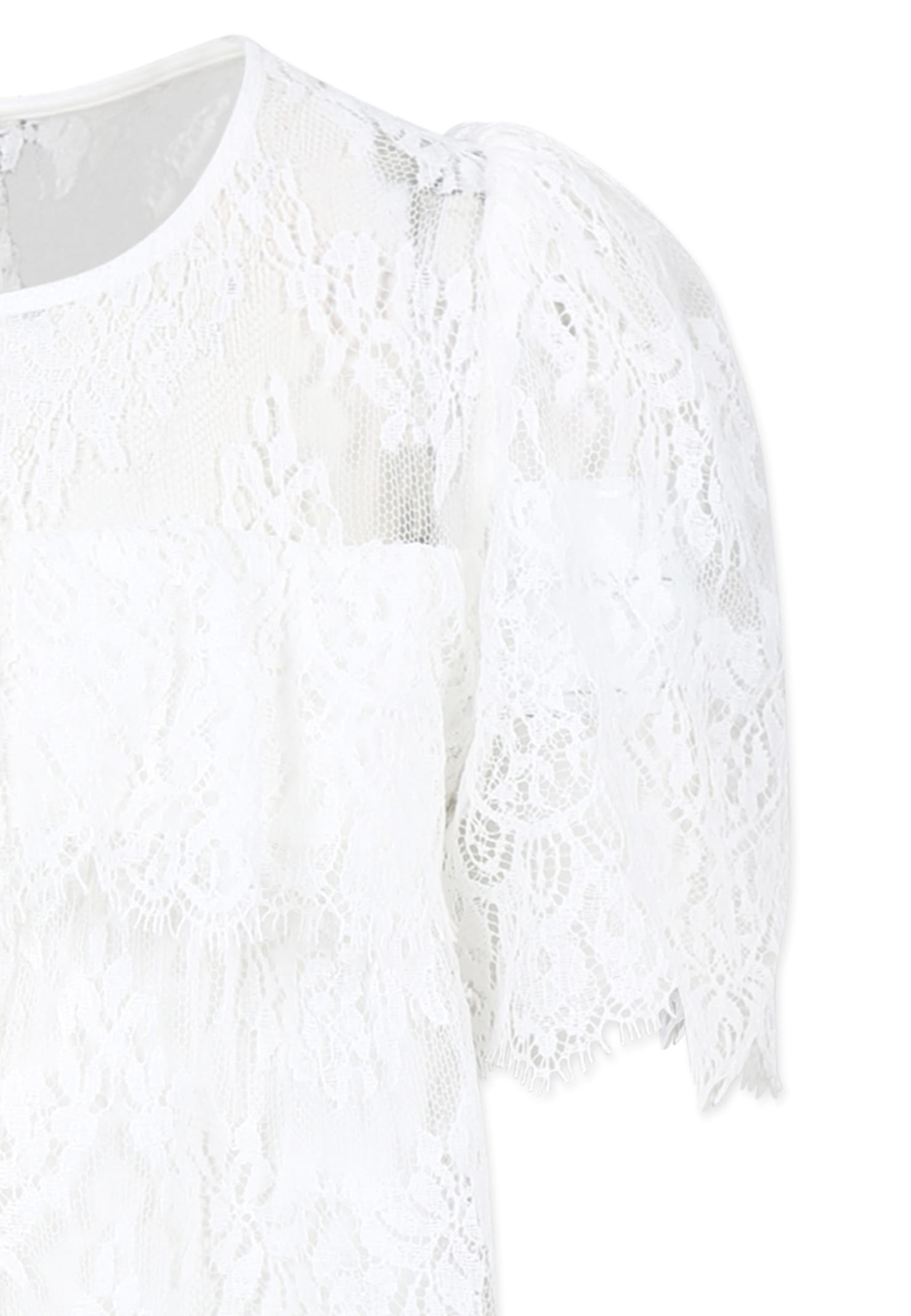 Chloé White Dress For Girl With Lace In White