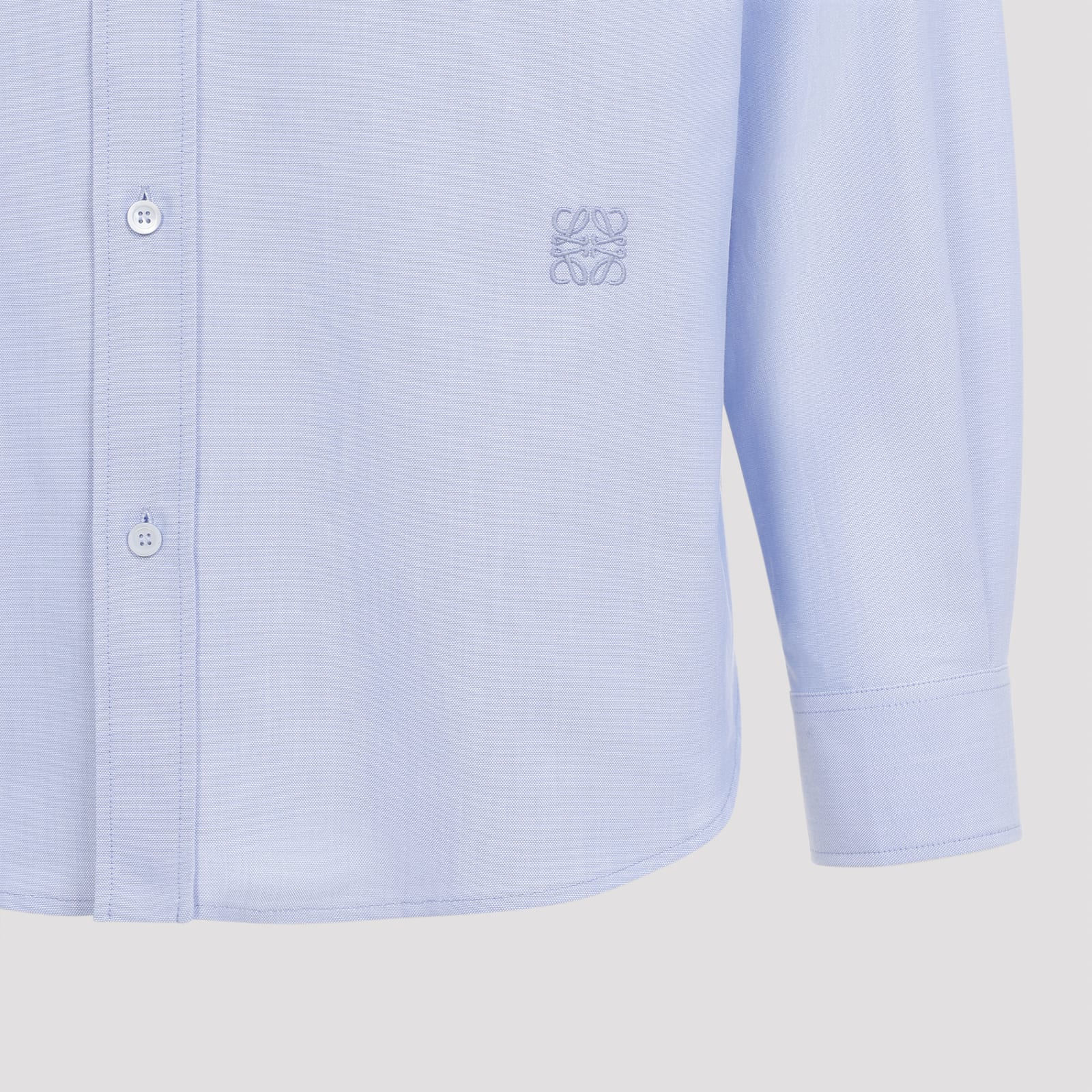 Shop Loewe Cotton Shirt In Soft Blue