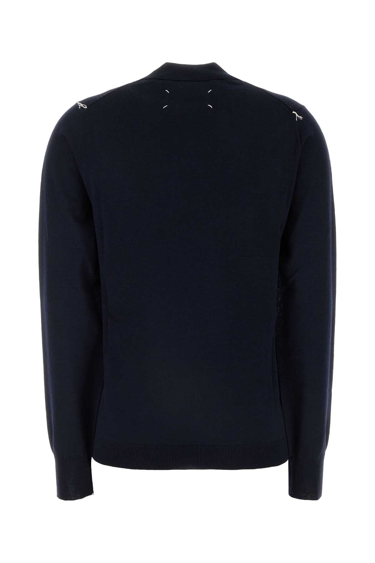 Shop Maison Margiela Midnight Blue Wool Sweater In Navy