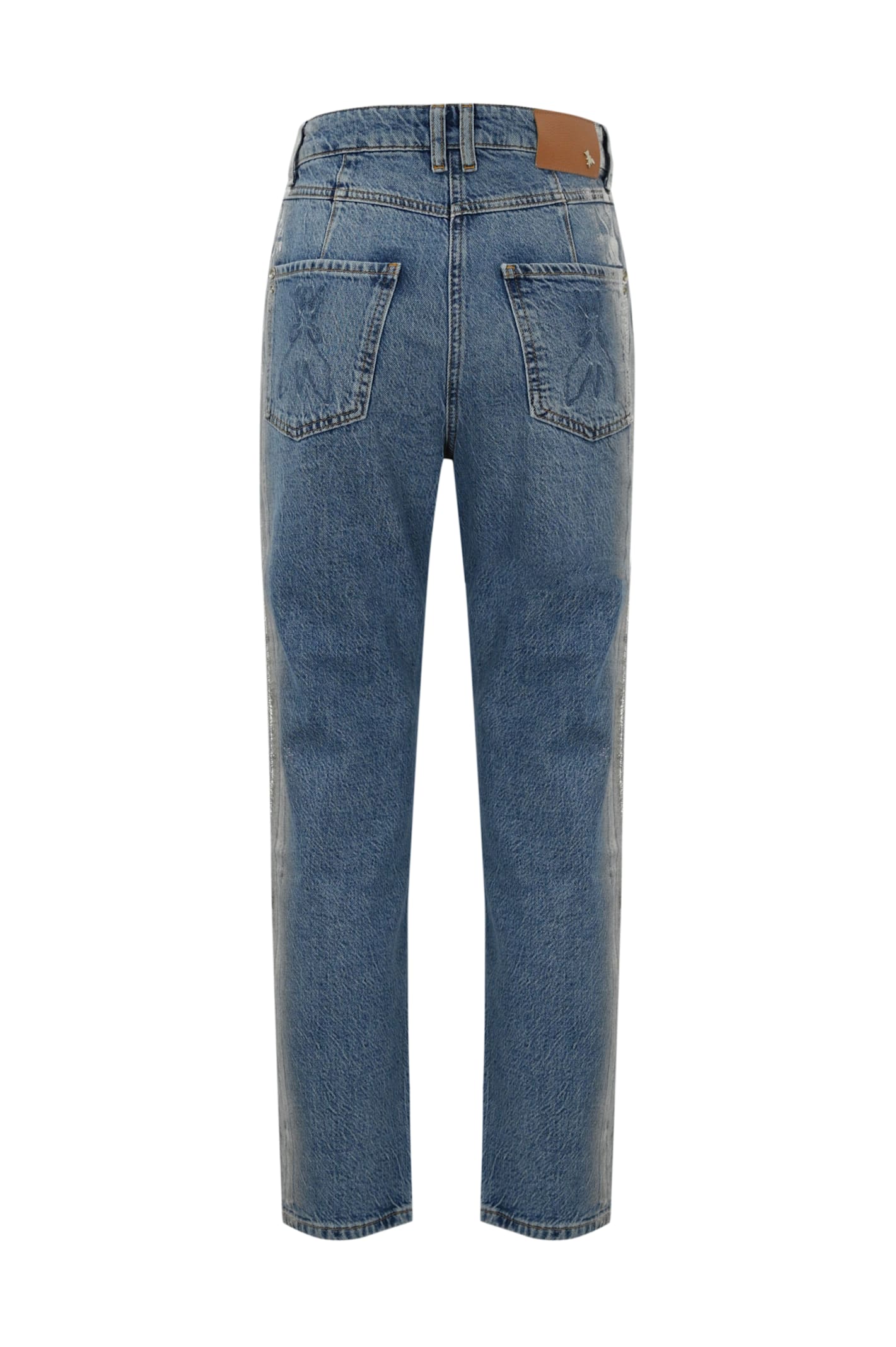 Shop Patrizia Pepe Straight Leg Foil Jeans In Shiny Silver Coated
