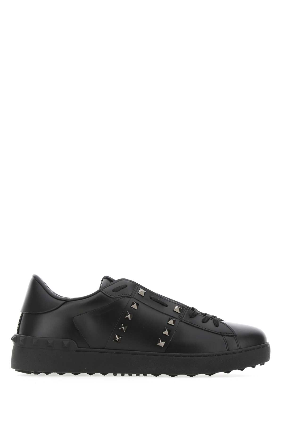 Shop Valentino Black Leather Rockstud Untitled Sneakers In Nero