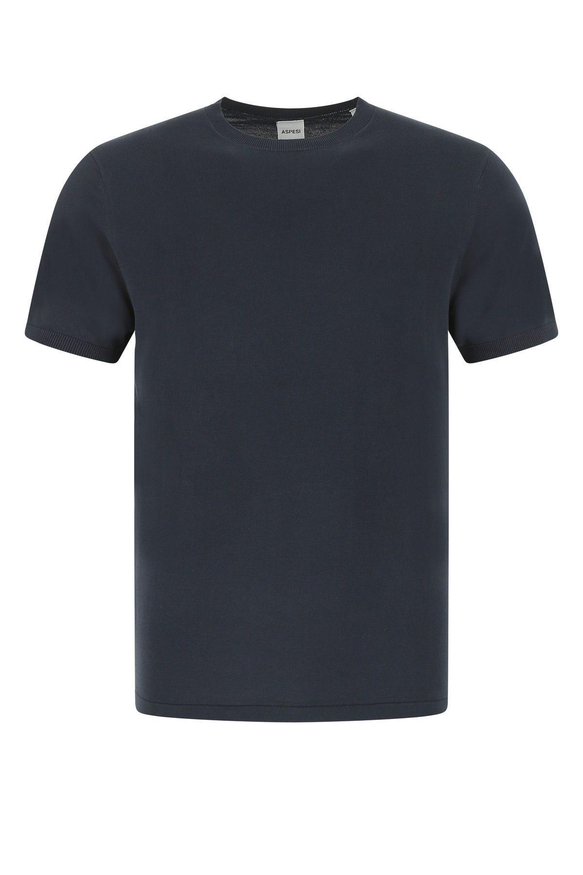 Shop Aspesi Dark Blue Cotton T-shirt In Navy