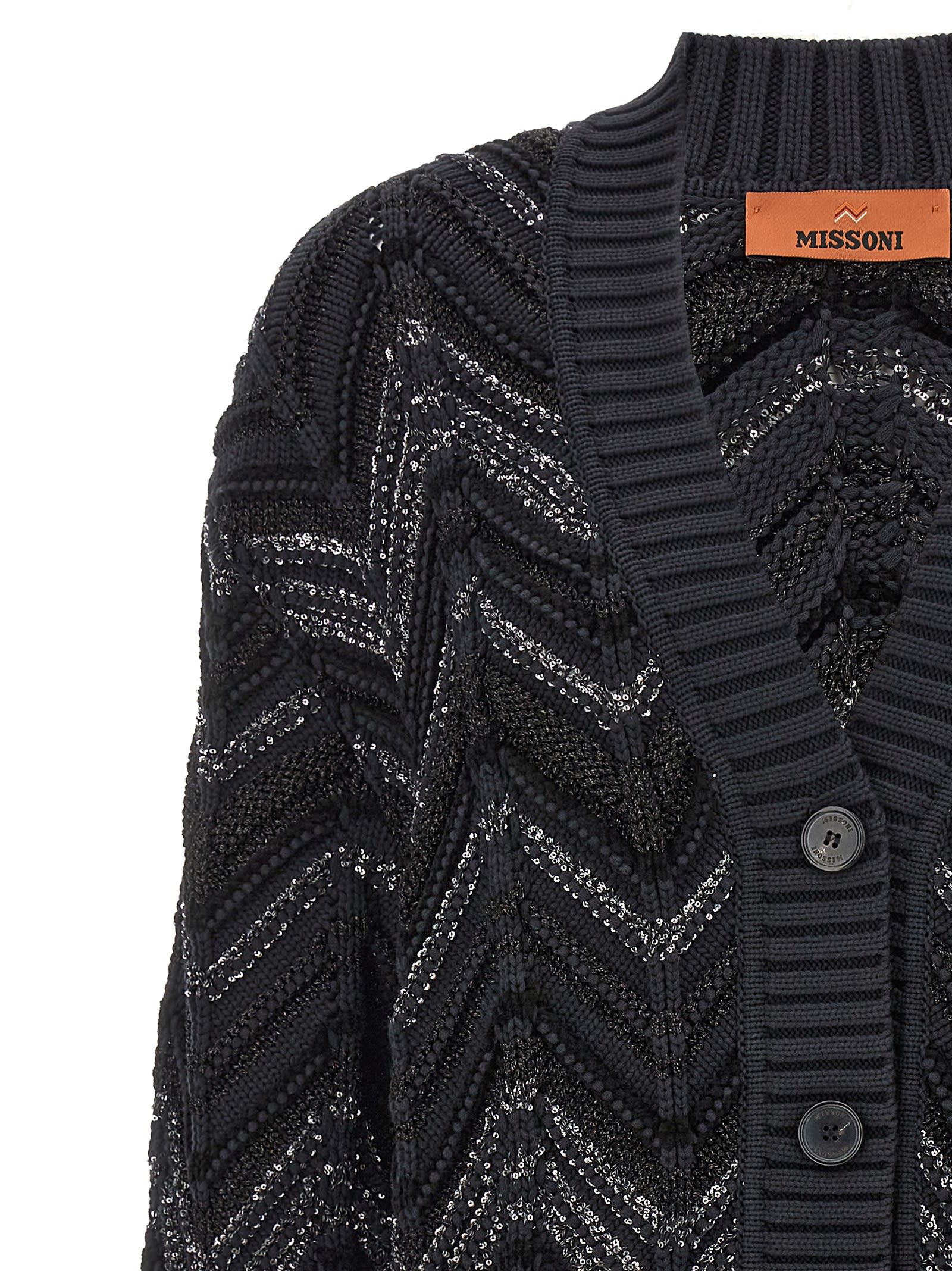 Shop Missoni Zig Zag Cardigan In Black