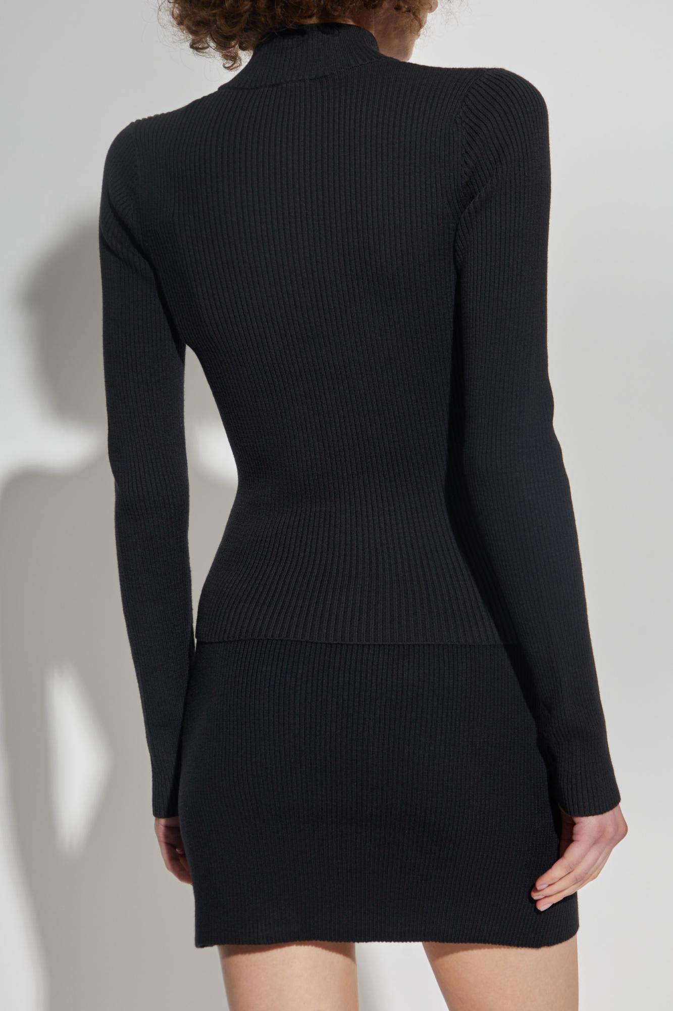 Diesel M-melissa Ribbed Zip-front Top In Black